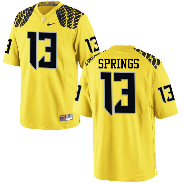 Men #13 Arrion Springs Oregon Ducks College Football Jerseys-Yellow - Click Image to Close